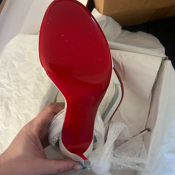 Christian Louboutin Desert 100 satin and glittered tulle sandals - Picture 4 of 4